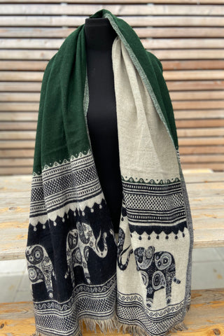 boho shawl (reversible) - elephant