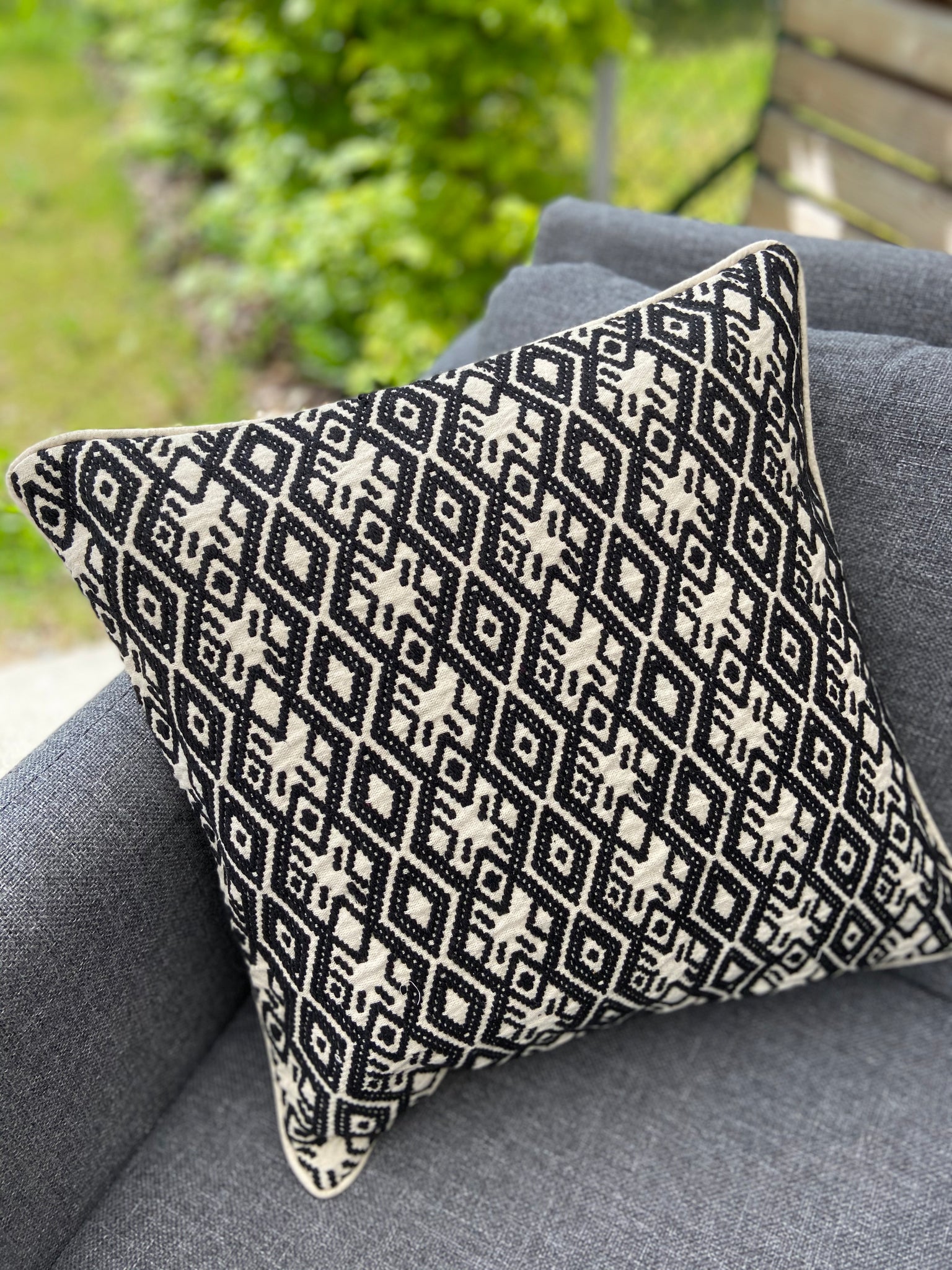 Cushion Cover-diamond pattern1 in black and white