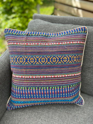 Cushion Cover-border stripes pattern1 in blue