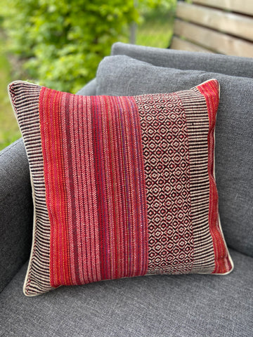 Cushion Cover-border stripes pattern2 in red