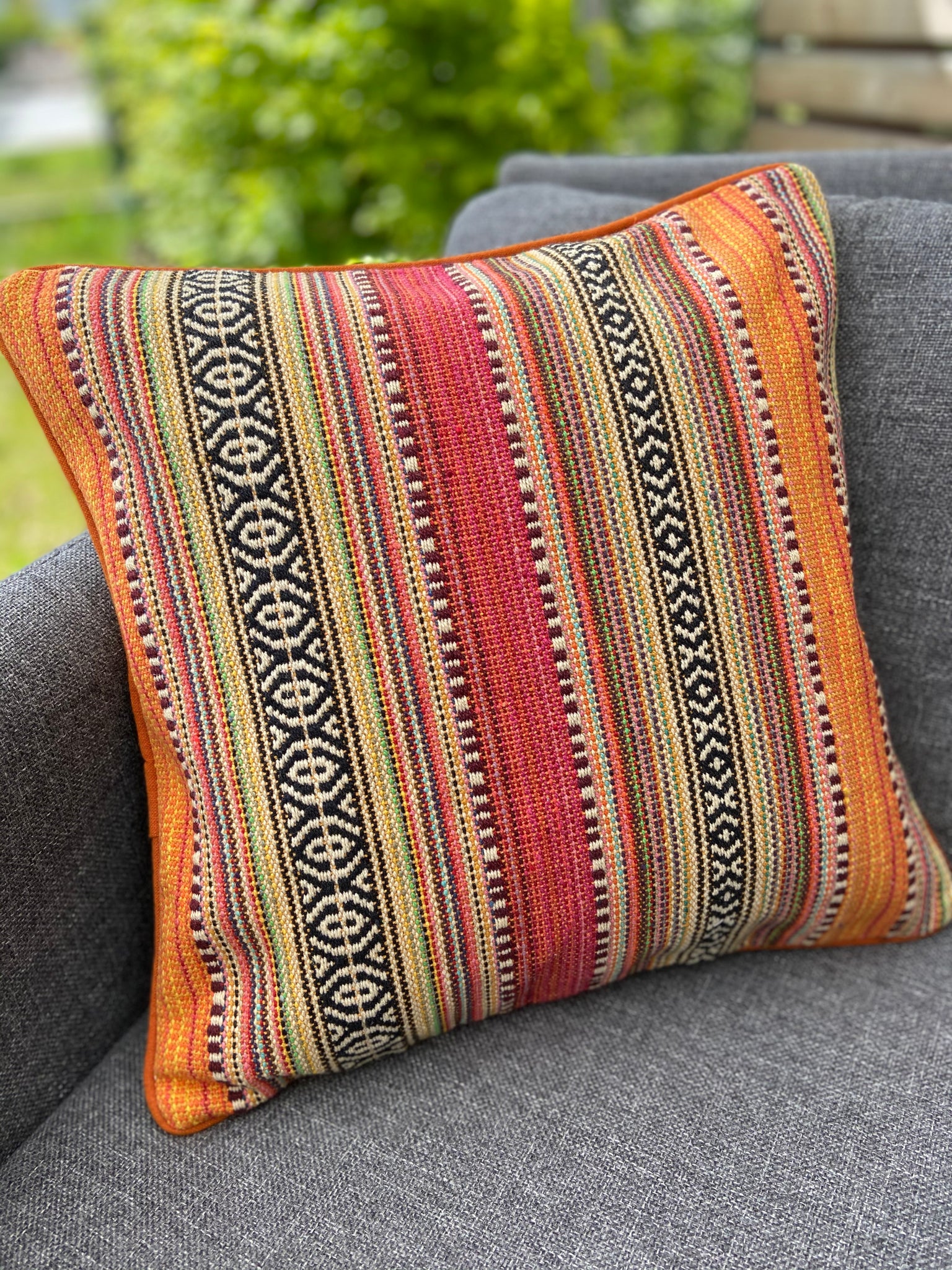 Cushion Cover-border stripes pattern3 in orange