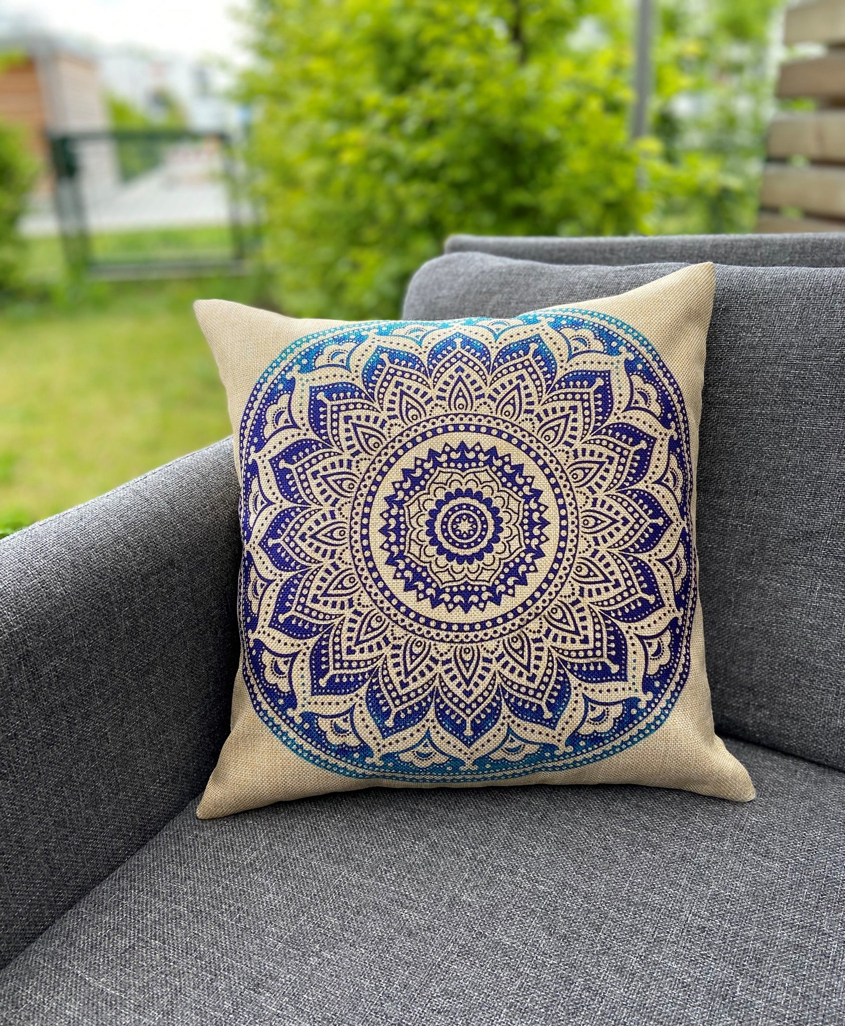 Cushion Cover-Mandala3 in blue