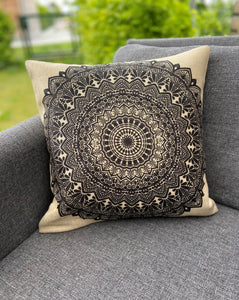 Cushion Cover-Mandala4 in black and white