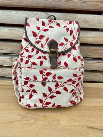 backpack leaf and wine pattern (++ color options)