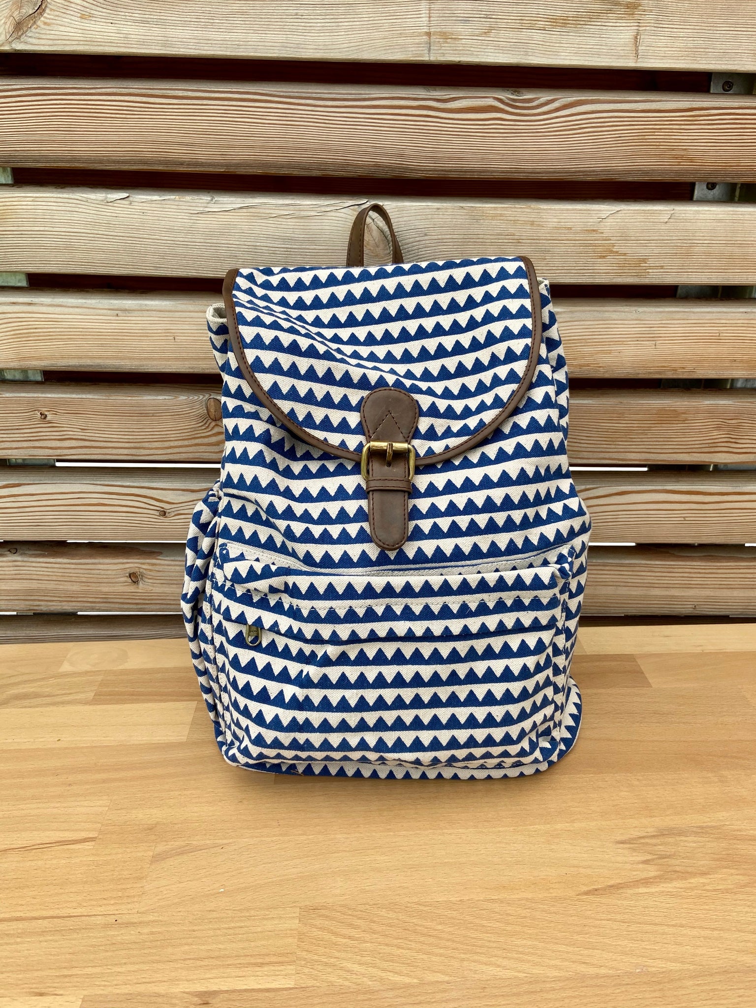 backpack blue triangle